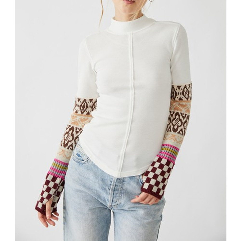 NWOT We The FREE PEOPLE Gorgeous Cuff Top Thermal Knit Long Sleeve Thumbholes XS - Picture 13 of 13